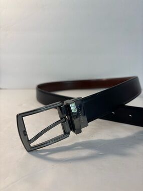PERRY ELLIS Reversible Black and Brown Leather Belt Size 34